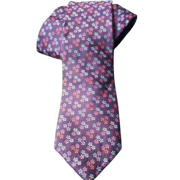 Ted Baker London Men’s Silk Tie Purple Floral Pattern - Picture 1 of 6
